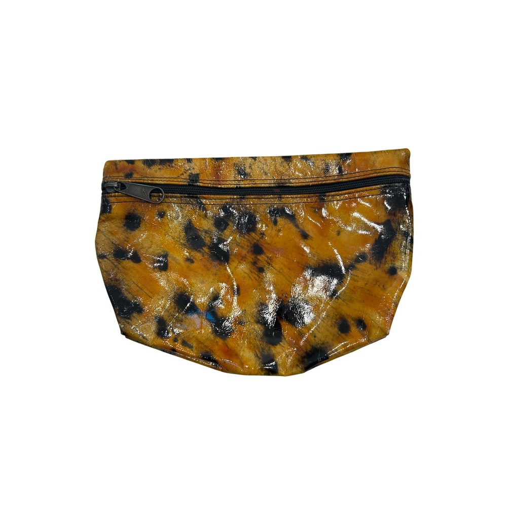Vintage Carlos Falchi *Hand Painted* Animal Print pouch with Zipper - medium